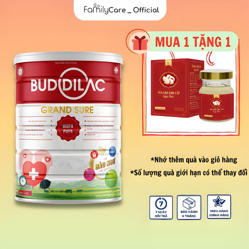 Sữa bột Buddilac Grand Sure Hộp 900g - Dinh Dưỡng Tốt Cho Tim Mạch, Đề Kháng Khoẻ
