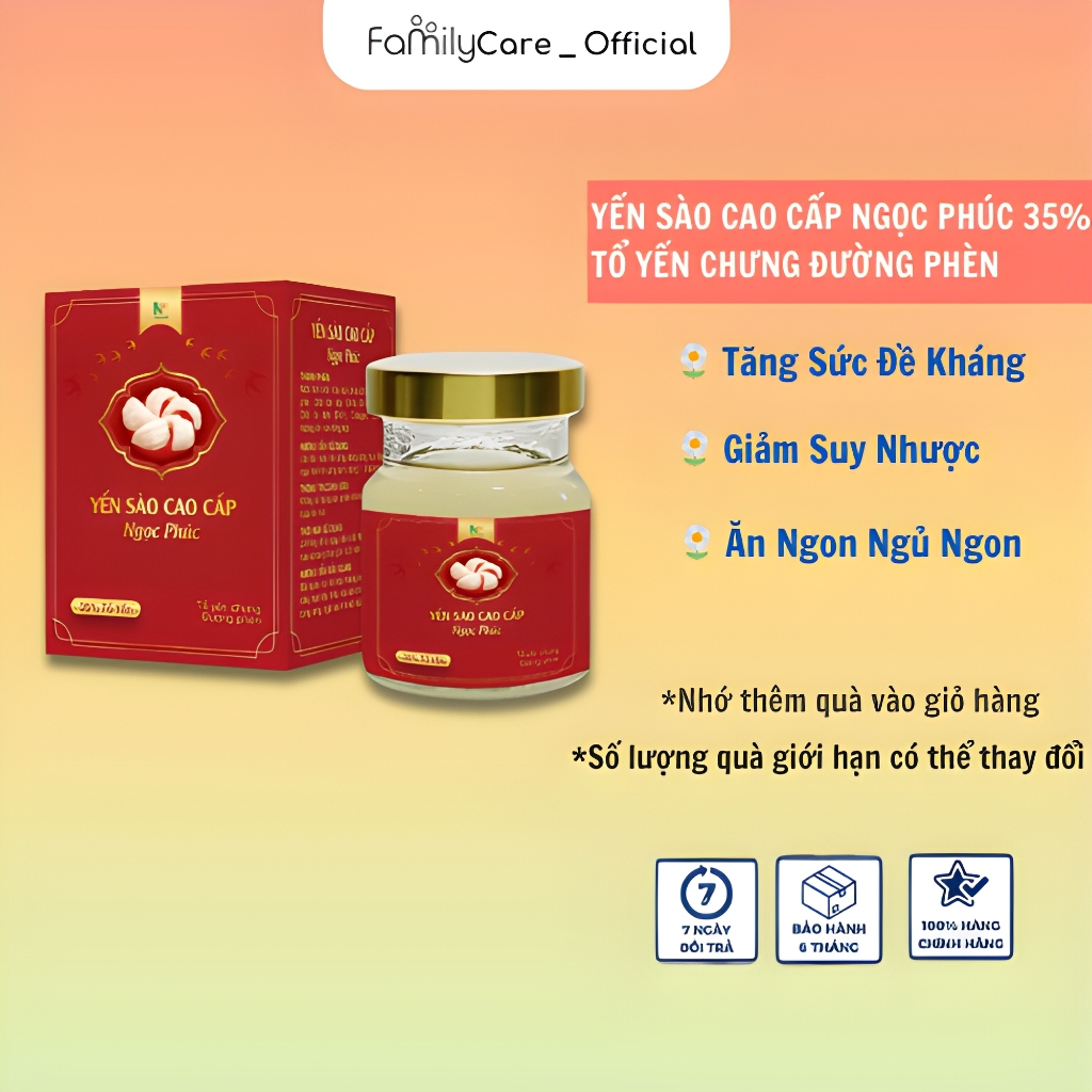 Yến Sào cao cấp Ngọc Phúc 35% Tổ Yến Chưng Đường Phèn Hộp quà sang trọng 70ml