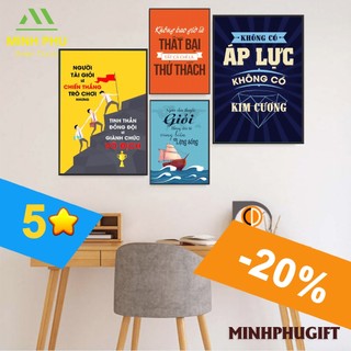 Tranh slogan treo tường động lực cổ động treo tường văn phòng khẩu hiệu truyền cảm hứng vải canvas có khung ảnh