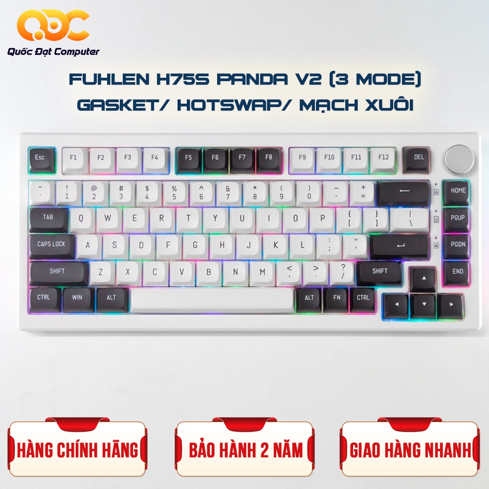 BÀN PHÍM CƠ FUHLEN H75S PANDA V2 3-MODE/ GASKET/ HOTSWAP/ MẠCH XUÔI