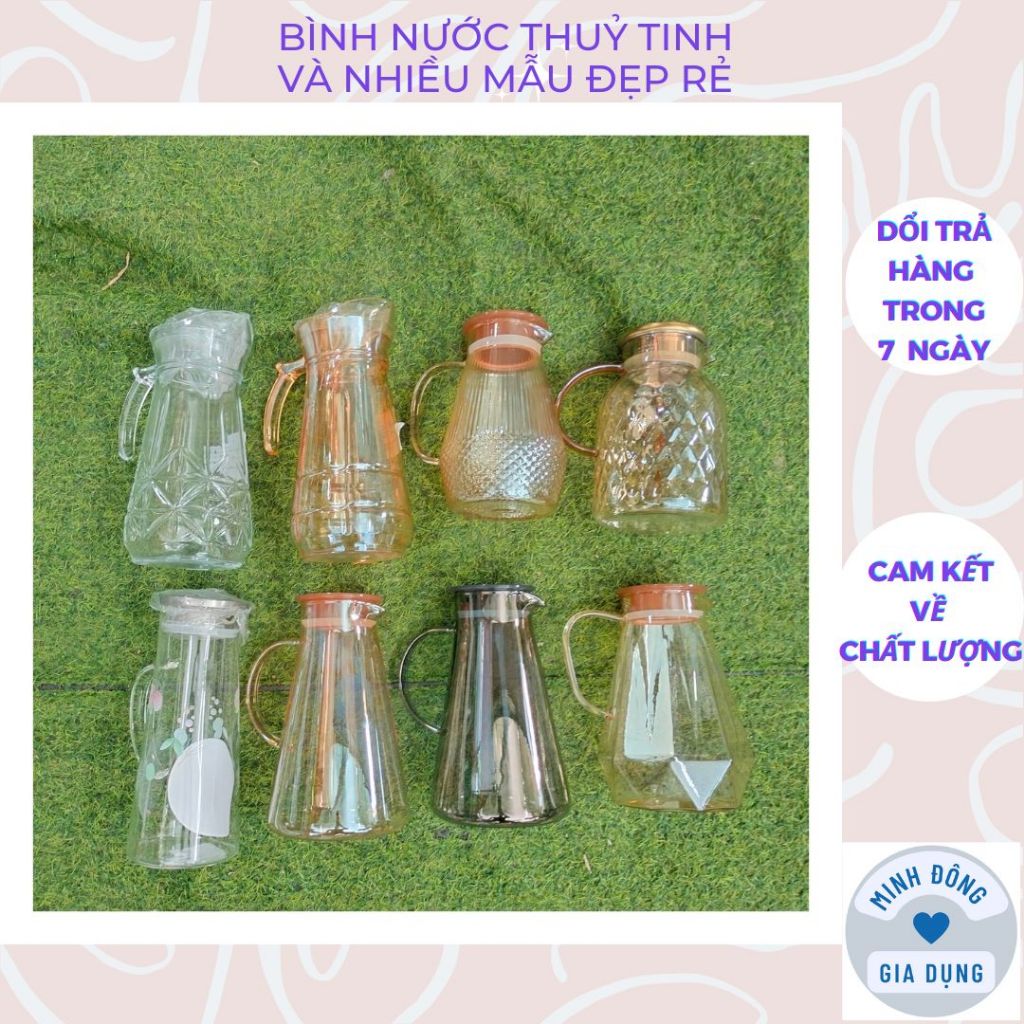 Bình nước thuỷ tinh trong suốt Deli chịu nhiệt 1.7L dày dặn và nhiều loại mẫu mã đẹp