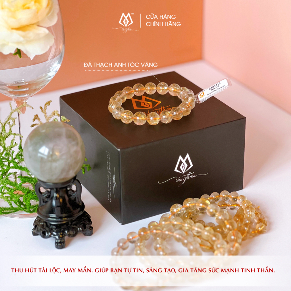Vòng Tay Thạch Anh Tóc Vàng VIP, Đá Trong Nhiều Tóc