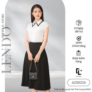 Áo Sơ Mi Phối Cổ Lụa Tuyết LENDO A230224
