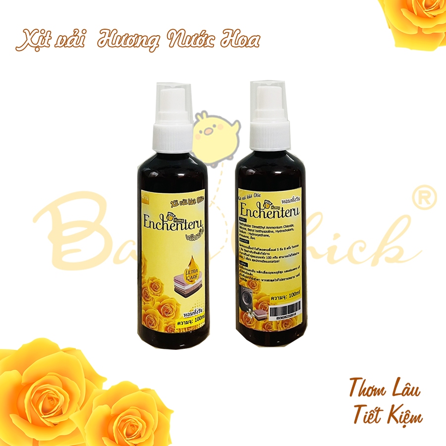 Set 2 chai Xịt vải khô - hương nước hoa Enchenteur - xịt quần áo thơm ngát lưu hương 100ml - xả vải khô thái lan