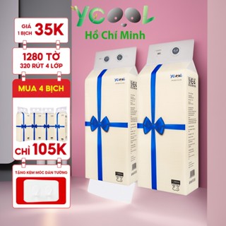 [Mua 4 tính tiền 3] Giấy rút treo tường giấy vệ sinh YCOOL 1280 tờ 4 lớp giấy trắng bột gỗ nguyên sinh