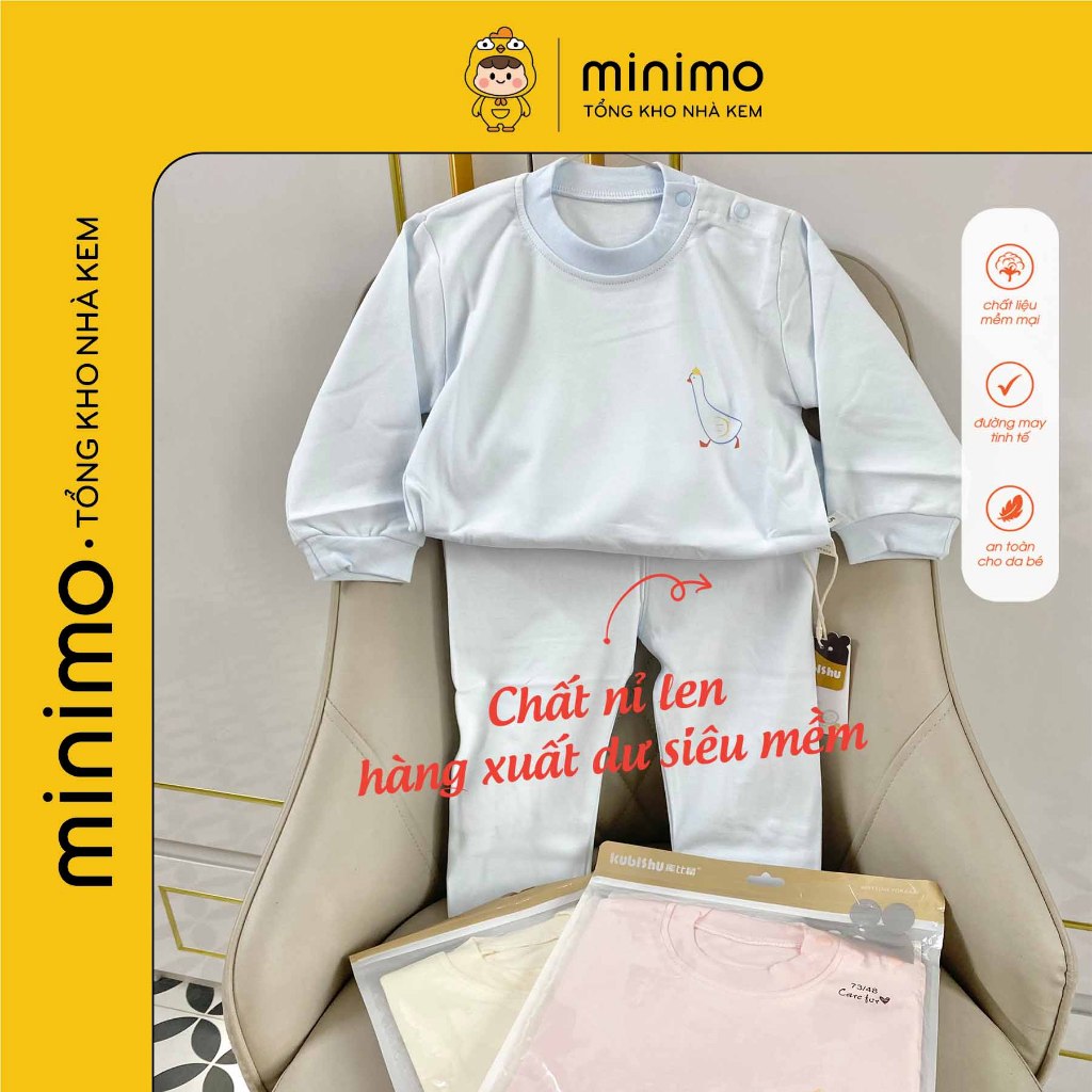 Đồ bộ thu đông trẻ em  nhà Minimo, Bộ dài tay thu đông cho bé, khách chọn màu shop giao hình in ngẫu nhiên