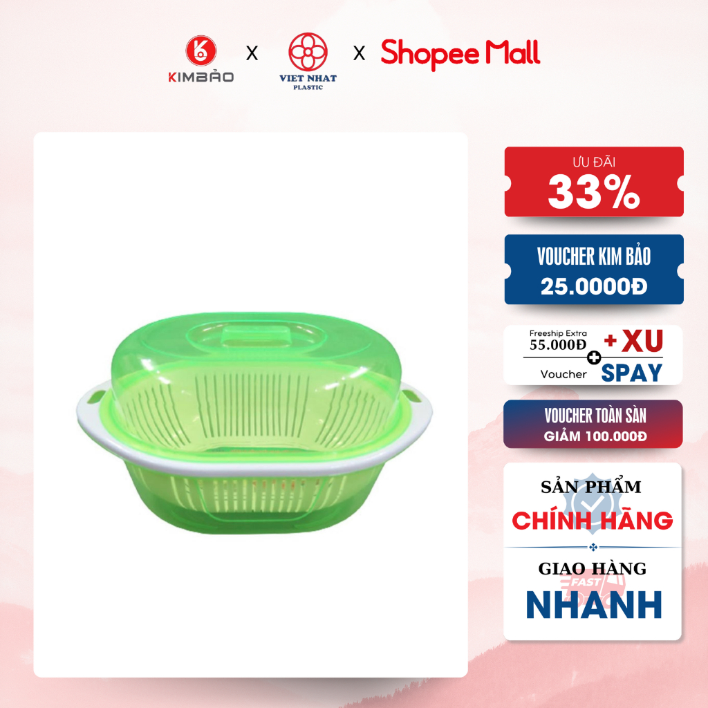 Bộ rổ chậu có nắp đậy Việt Nhật 2 size hàng cao cấp tiện lợi (MS:3271/3272)