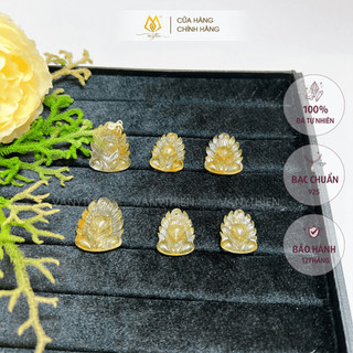 Mặt Dây Chuyền Hồ Ly Chúa Đá Thạch Anh Tóc Vàng _tặng kèm dây vải đeo cổ