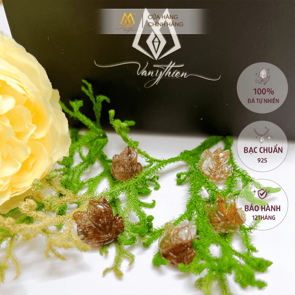 Mặt Dây Chuyền Hồ Ly Đá Thạch Anh Tóc Đỏ _tặng kèm dây vải đeo cổ