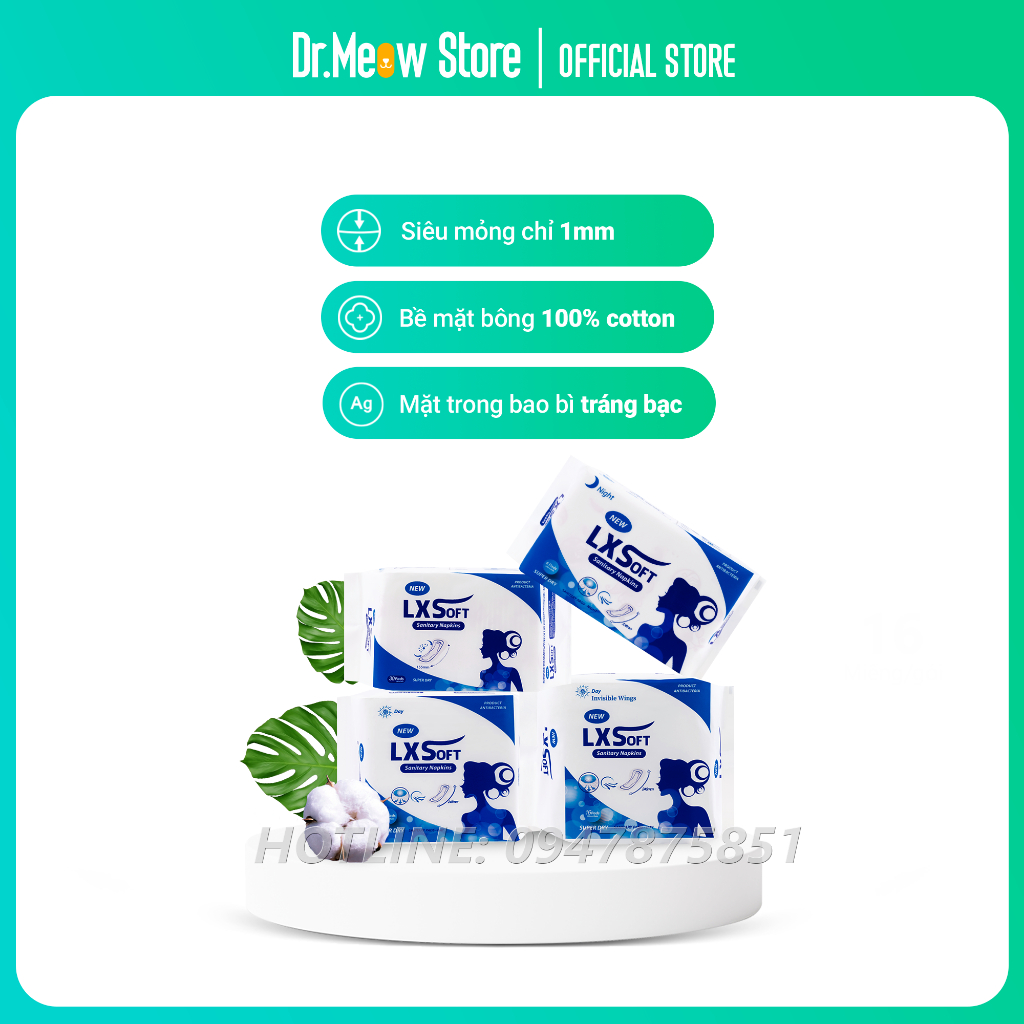 Băng vệ sinh LXSoft cao cấp ban ngày, ban đêm, hàng ngày Bông tự nhiên👸Siêu mỏng và siêu thấm👸Vải không dệt👸Không bạc hà