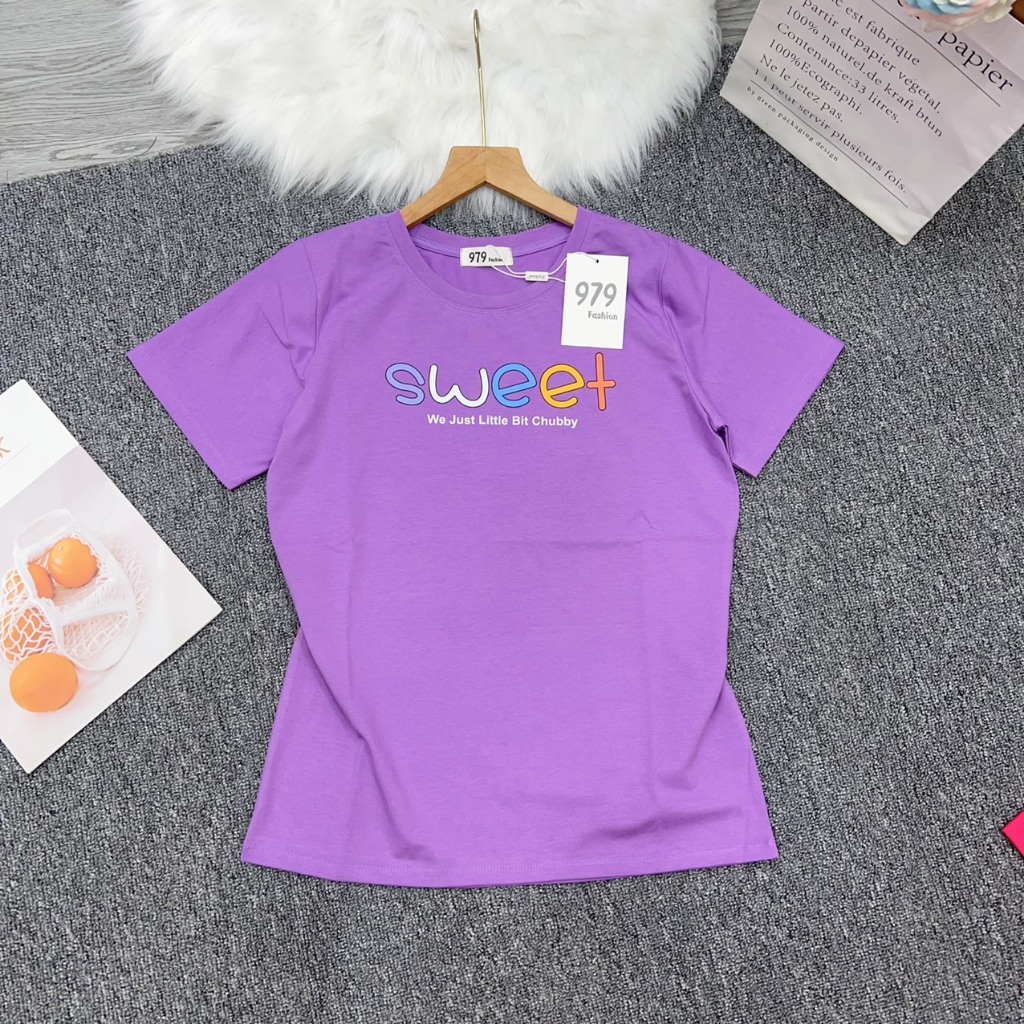 Áo thun nữ cotton THÁI dáng vừa phối chữ