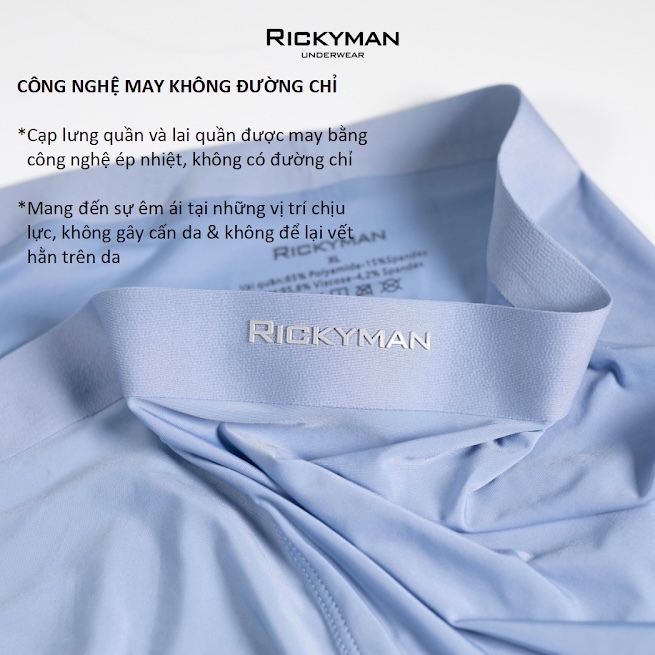 Combo 4 Quần lót boxer nam lụa băng cao cấp Rickyman Ice Sense Boxer, kháng khuẩn, khử mùi, thoải mái 24h