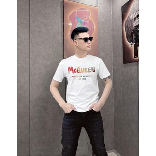 Áo thun nam mcq ngắn màu đen trắng chất liệu cotton co giãn 4 chiều - bm3062