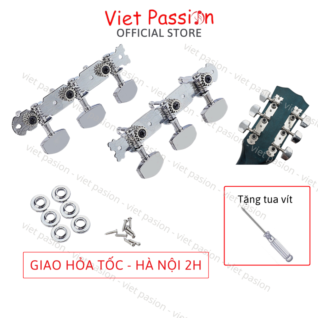 Bộ khoá đàn guitar acoustic một bộ khóa liền đủ 2 vế kèm ốc vít vietpassion