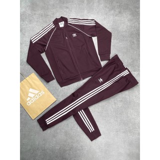 Bộ thu đông adidas SST màu đỏ mận