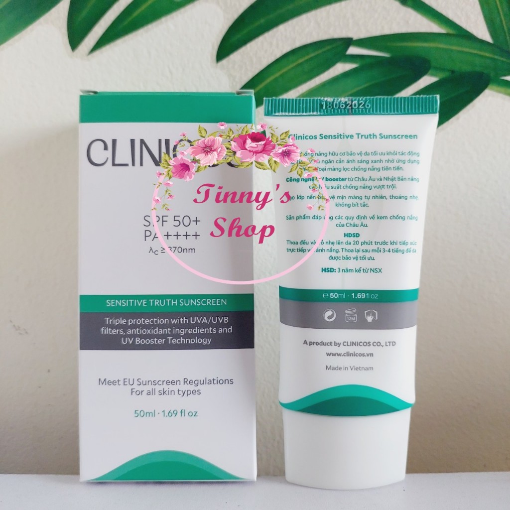 Kem Chống Nắng Dành Cho Nhạy Cảm CLINICOS SENSITIVE TRUTH SUNSCREEN SPF 50 PA++++ 50ML