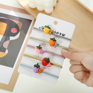 Dây buộc tóc, cột tóc cao su co giãn hình chú gấu ôm trái dâu