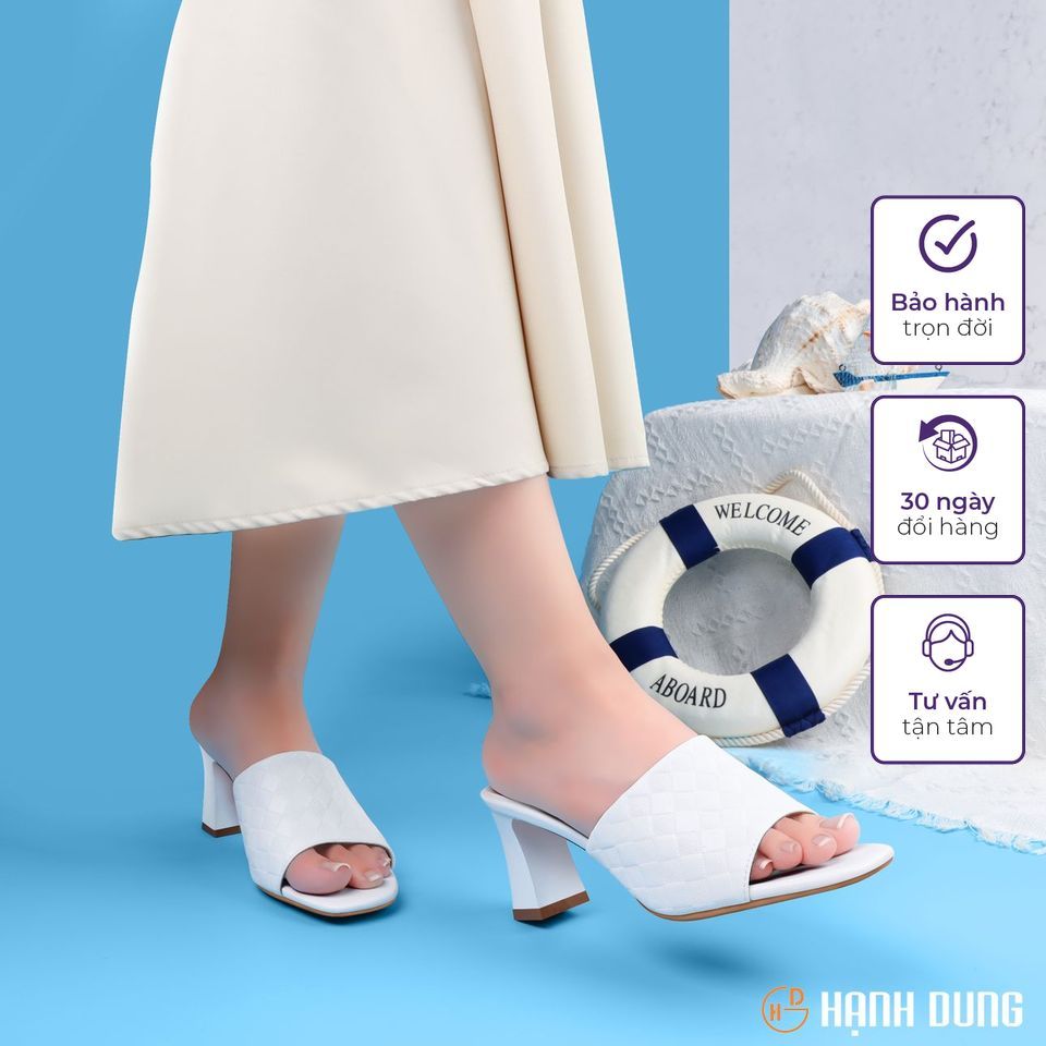 Dép Cao Gót Hạnh Dung HD27206BI ( Màu Cam - Trắng - Kem - Đen )
