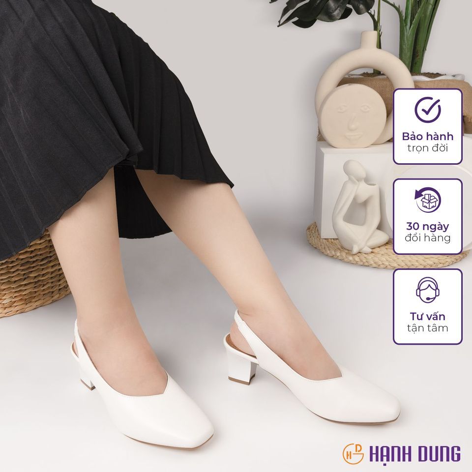 Giày Sandal Cao Gót Hạnh Dung HD04760AD ( Màu Đen Mờ - Kem - Đen Bóng - Trắng )