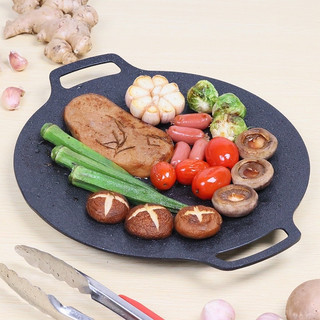 Chảo đá nướng, chảo gang Hàn Quốc size 34cm,BBQ chống dính, Chảo đá nướng Ecoramic vân đá không cần dầu ăn size 34cm, ti