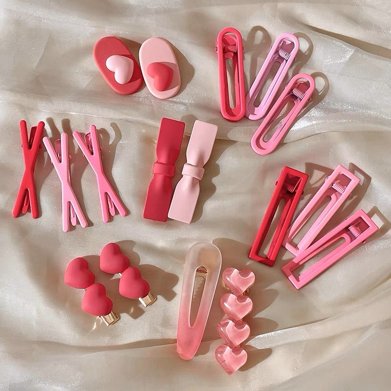 Kẹp tóc Sét 19 Món Cặp Tóc Mái Màu Hồng Ngọt Ngào Dễ Thương Cho Bạn Gái