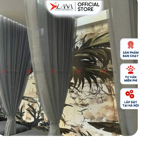 Rèm voan rèm von cho spa, đục lỗ tròn sẵn, may sẵn xinh lung linh