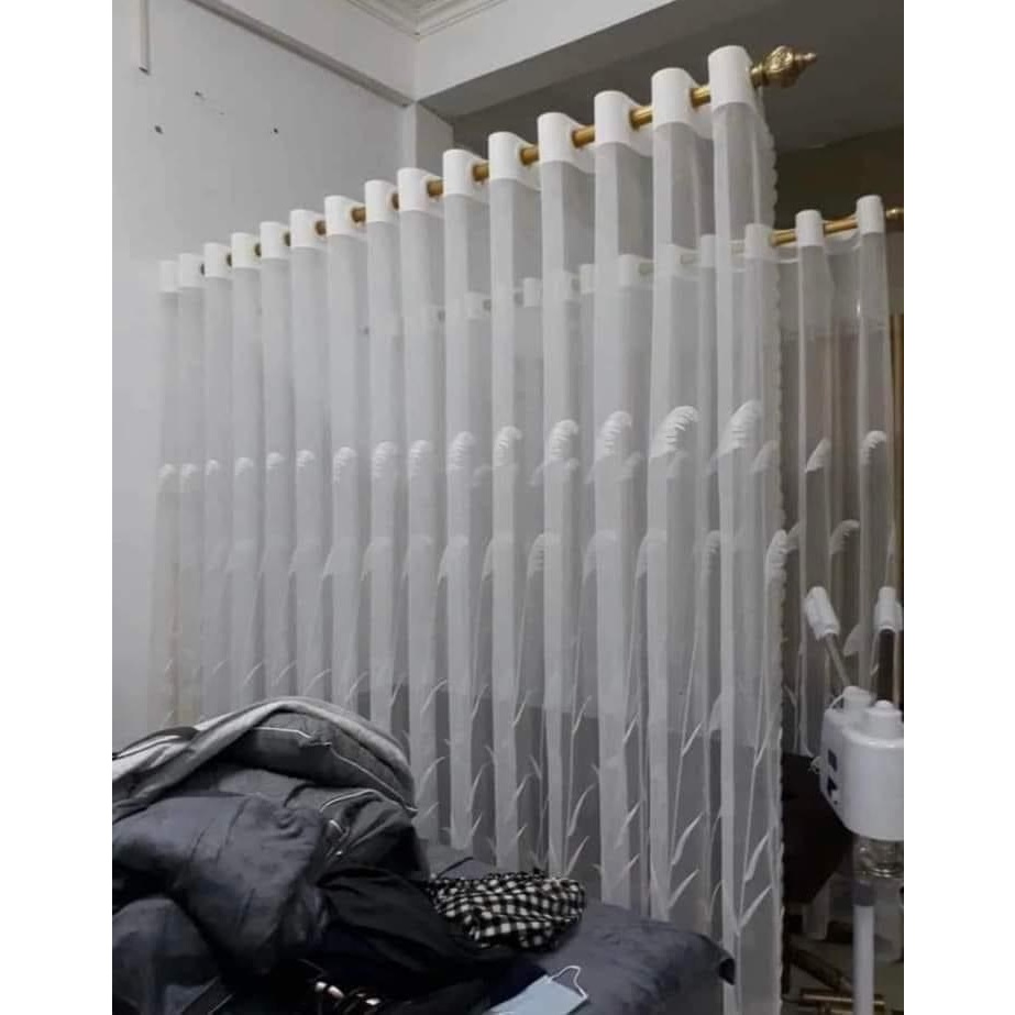 Rèm voan rèm von cho spa, đục lỗ tròn sẵn, may sẵn xinh lung linh