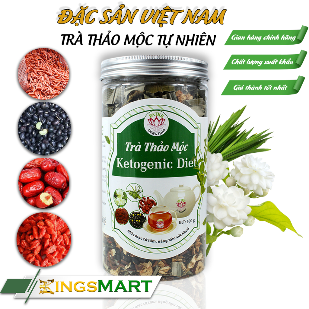 Trà Thảo Mộc KETOGENIC DIET - Thương hiệu Ba Tre - Đặc sản Đồng Tháp - Hũ 500g - Kingsmart