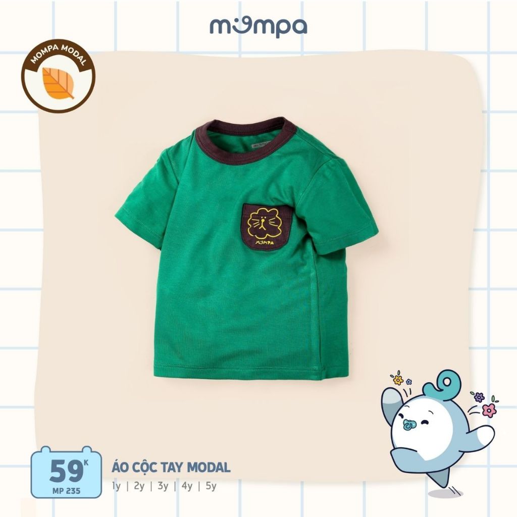 Áo cộc tay cho bé Mompa từ 1 đến 5 tuổi vải Modal mềm mại co giãn thoáng khí MP 235 [DK]