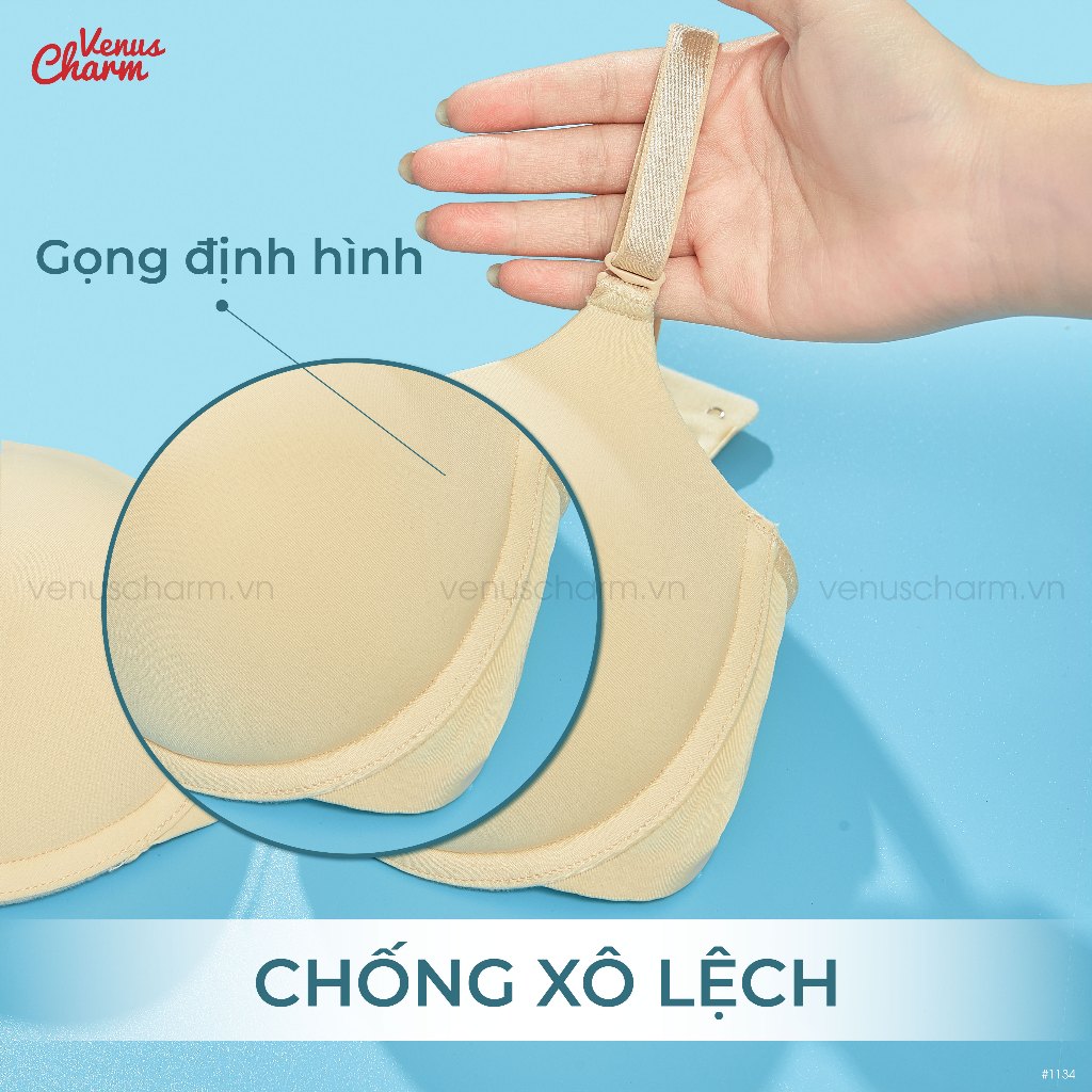 Áo lót nữ Venus Charm đệm dày có gọng nâng đẩy dáng trơn 1134