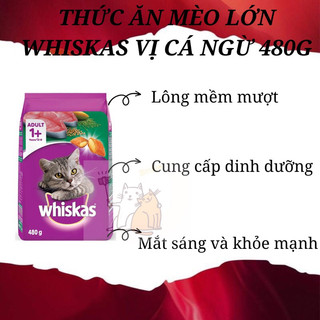 Thức ăn mèo Whiskas vị cá ngừ túi 480g