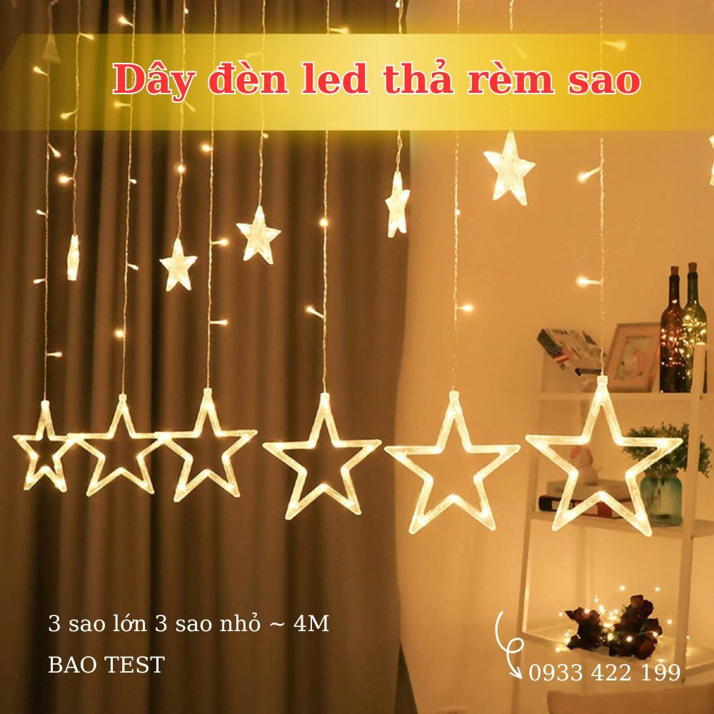 Dây đèn led thả rèm sao vàng/đủ màu 4m trang trí tết, led trang trí noel, trang trí ngoài trời, led màn sao