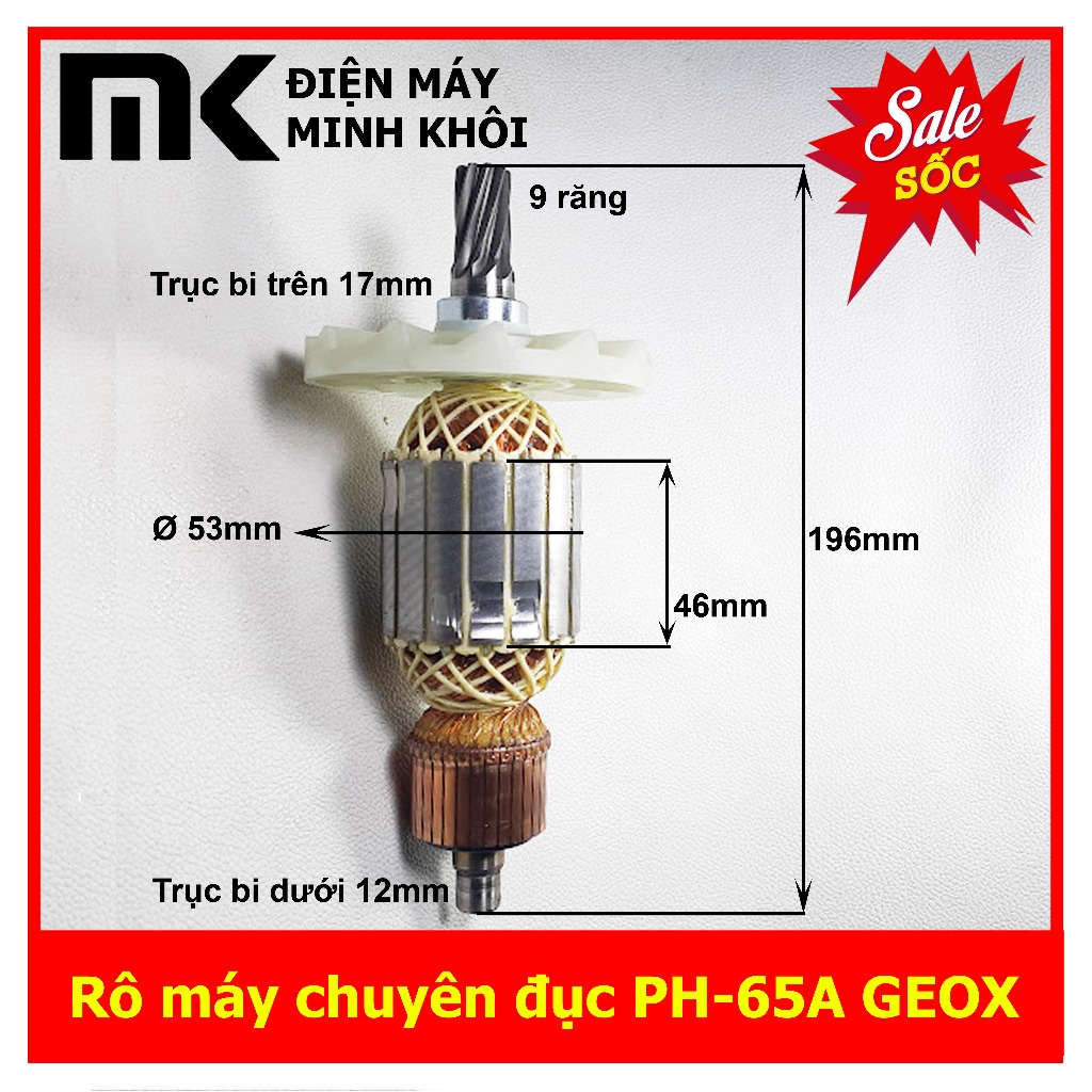 Rô máy chuyên đục bê tông PH-65A 9 răng (GEOX)