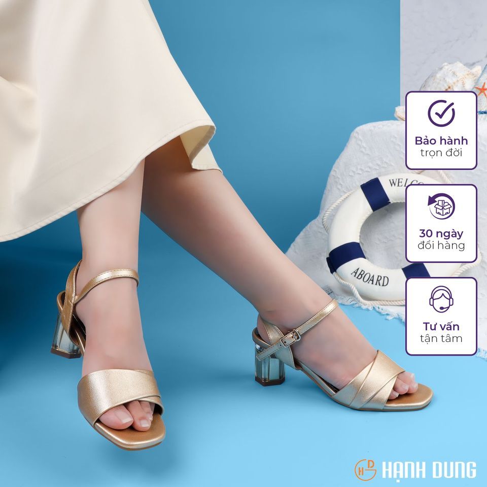 Giày Sandal Cao Gót Hạnh Dung HD04628AD ( Màu Đồng - Đen - Chì )