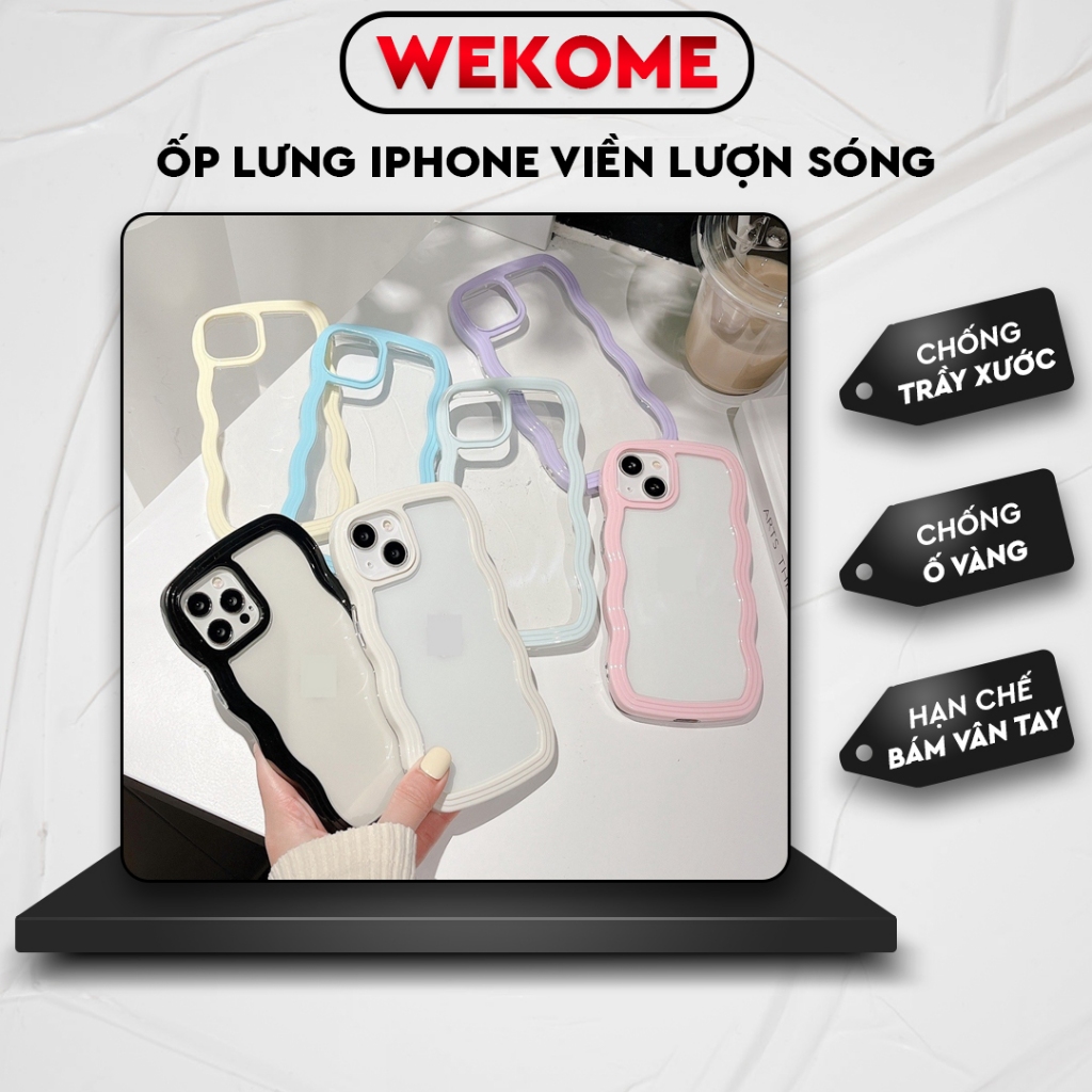 Ốp lưng iphone Wekome, mềm trong suốt viền mềm lượn sóng 14 13 12 11 Pro Max, vỏ bảo vệ trong suốt mềm mại bao phủ toàn