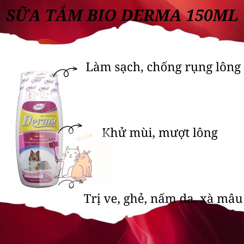 SỮA TẮM T RỊ GHẺ VÀ NẤM DA CHO CHÓ MÈO 150ml BIO DERMA