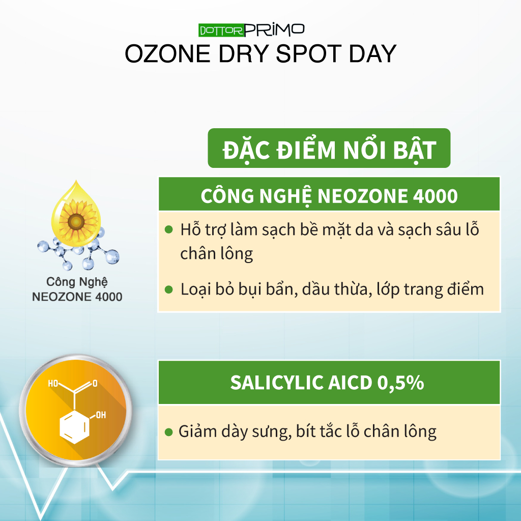 Kem Giảm Mụn Ban Ngày DottorPrimo Ozone Dry Spot Day 15ml - Làm Mờ Vết Thâm Do Mụn, Làm Đều Màu Da