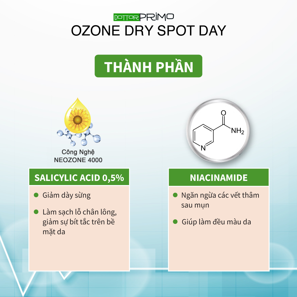 Kem Giảm Mụn Ban Ngày DottorPrimo Ozone Dry Spot Day 15ml - Làm Mờ Vết Thâm Do Mụn, Làm Đều Màu Da