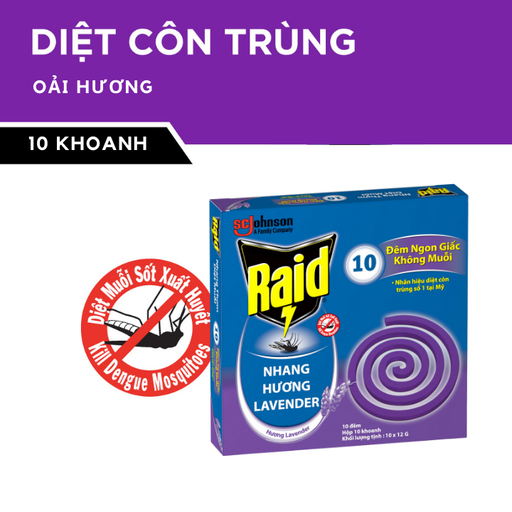 RAID Nhang diệt muỗi hương Lavender 10 Khoanh