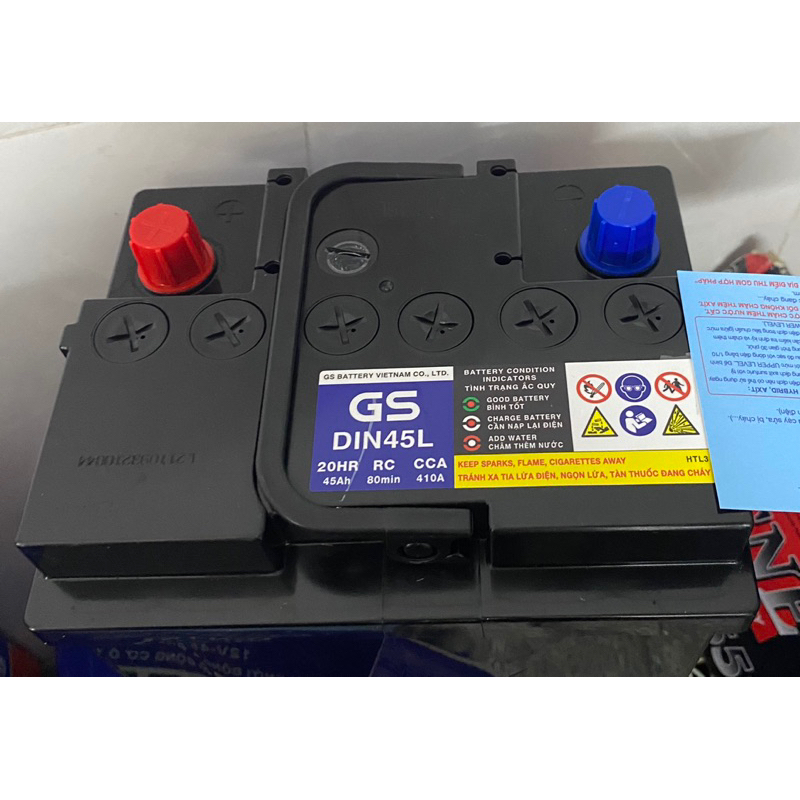 Bình Ắc Quy 12V-45Ah, Ắc Quy Ô Tô GS MF DIN45L-LBN xe innova 2017, croos,hunhdai accent.vinfat fadil
