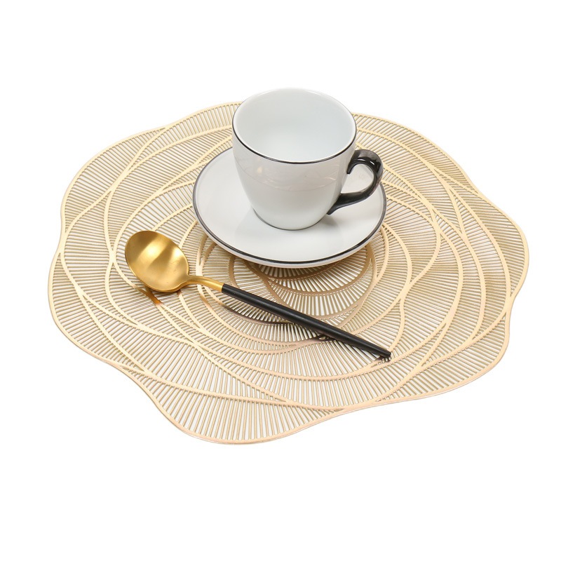Tấm Lót Bàn Ăn Placemat In Cách Nhiệt Bronzing Sang Trọng Hình Hoa Hồng