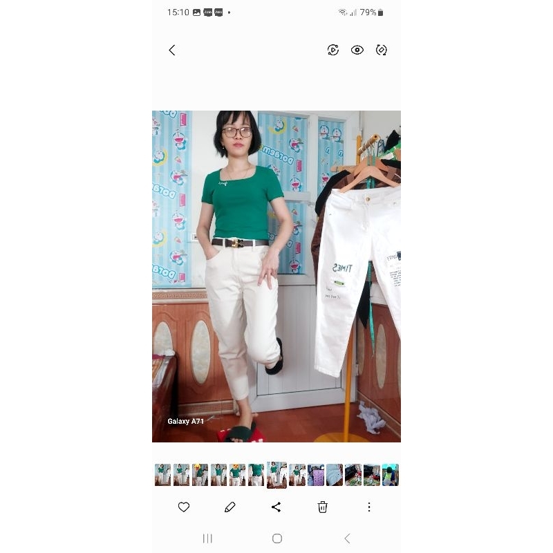 Quần baggy jean nữ dáng lỡ kèm đai quảng châu