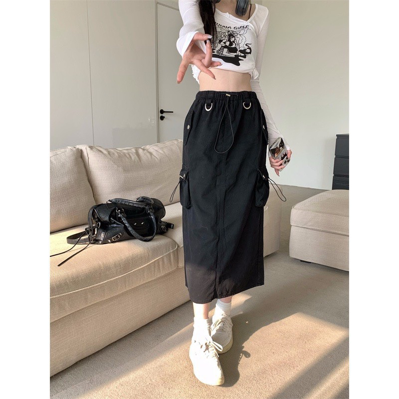 Chân váy dài túi hợp lưng thun chân váy túi hộp dáng dài lưng thun hottrend chân váy túi hộp nữ KHOEN KIM LOẠI 328