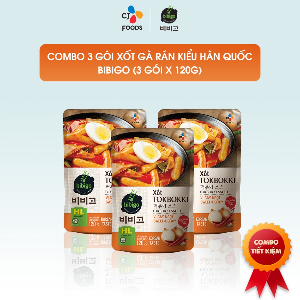 Xốt nấu Tokbokki Bánh Gạo Hàn Quốc Bibigo vị cay ngọt 120g - Nhập khẩu từ Hàn Quốc