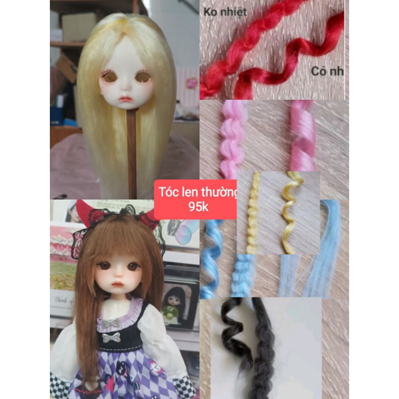 Tóc len 1/6 búp bê bjd 30cm. Wig tóc theo yêu cầu.