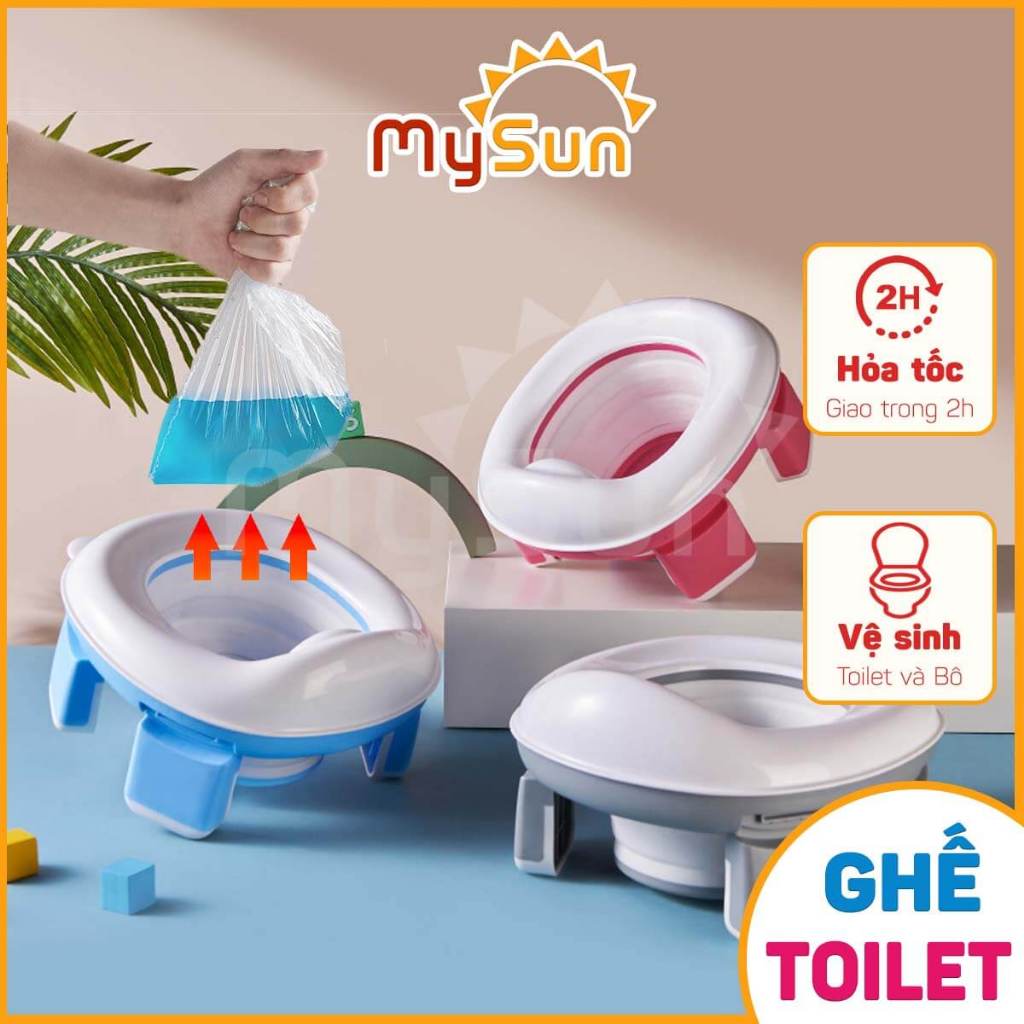 Ghế bô nắp bệ ngồi bồn cầu toilet thu nhỏ cho bé trai gái tập đi vệ sinh MySun