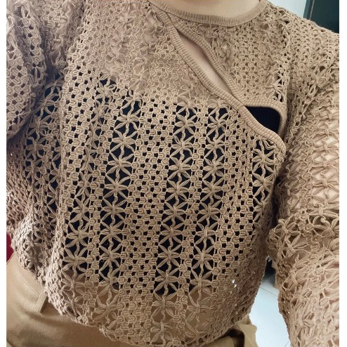 LILAC- Set áo đan len tay dài phối chân váy túi hộp