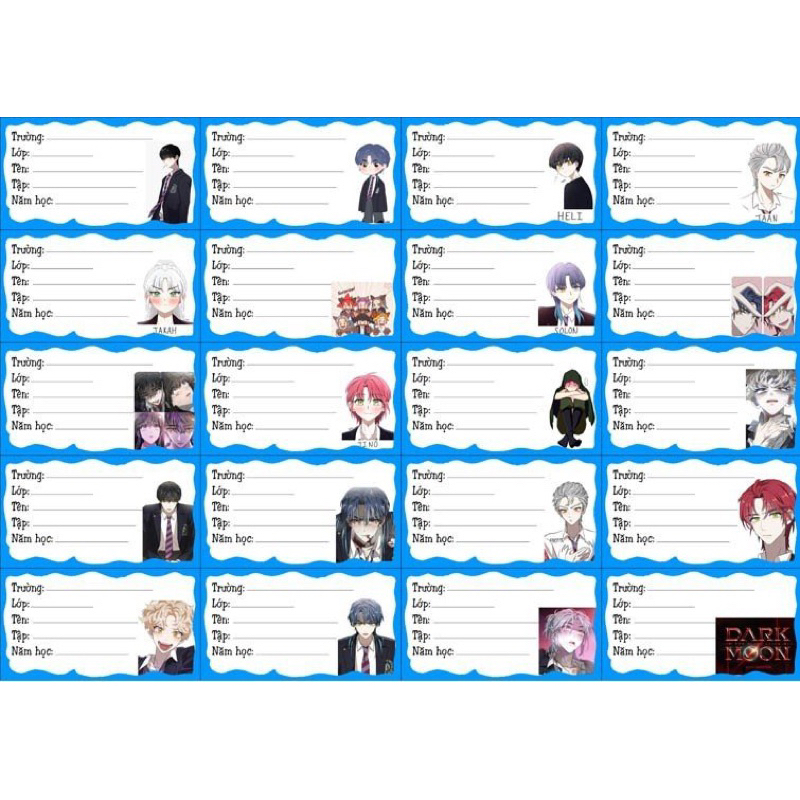 Nhãn dán anime Dark Moon the blood altar 60 nhãn khác nhau/ nhãn dán Dark Moon the blood altar