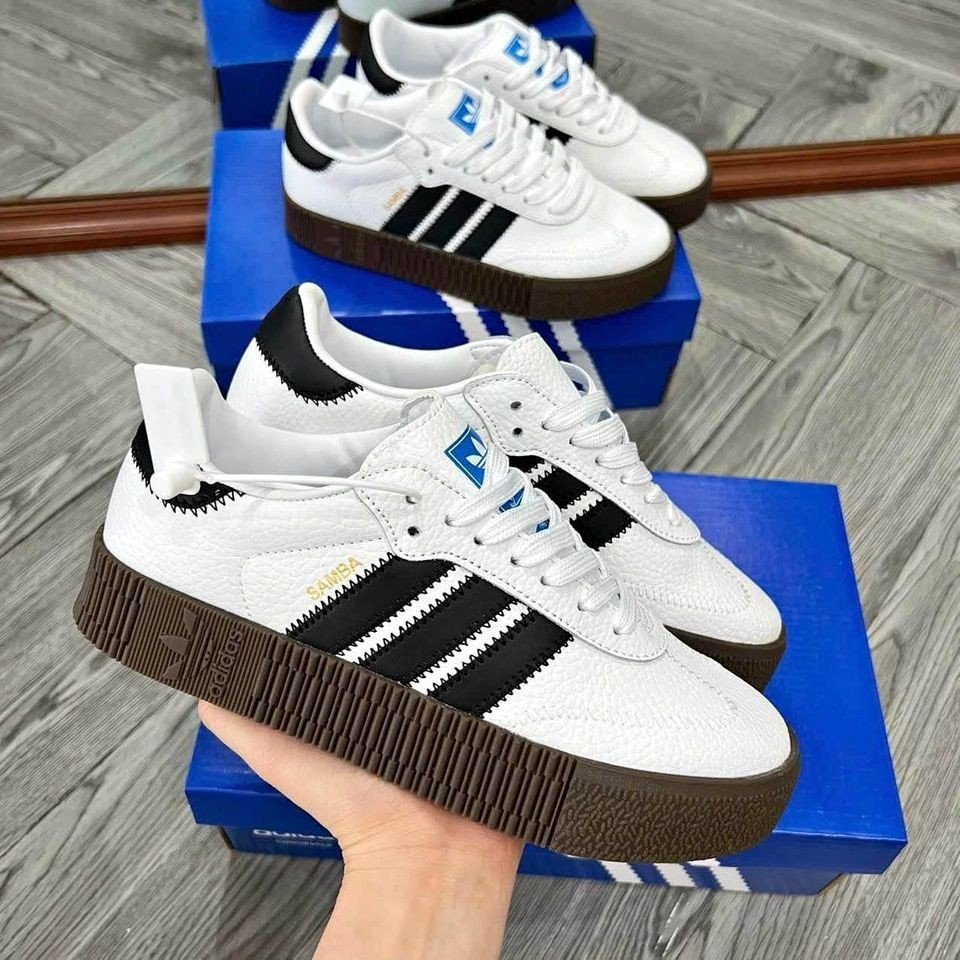 Giày Adidas Samba Trắng Đế Cao, Giày Sneakers Samba Đế Cao Full Box Bill