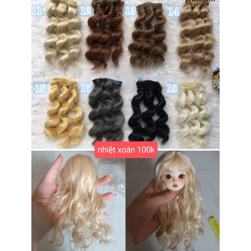 Tóc len 1/6 búp bê bjd 30cm. Wig tóc theo yêu cầu.
